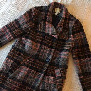 Plaid Bouclé Pea Coat